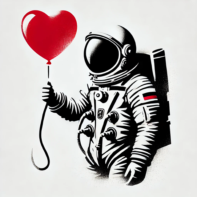 Ai Generiert, Astronaut, Herzballon