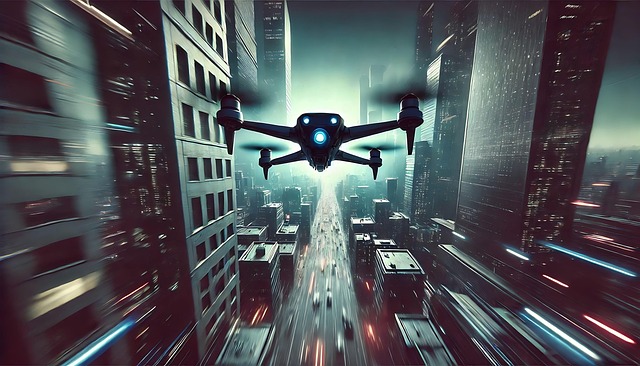 Free drone city futurism illustration