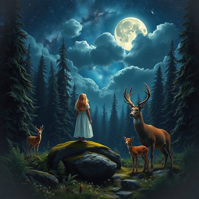 Free ai generated moon deer illustration