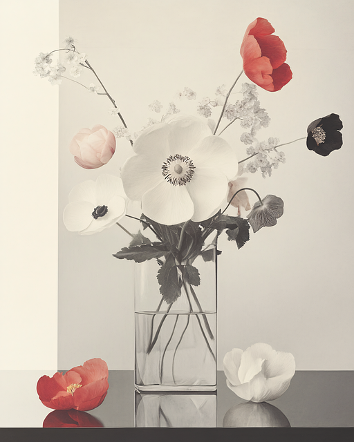 Free stilllife flowers vase illustration