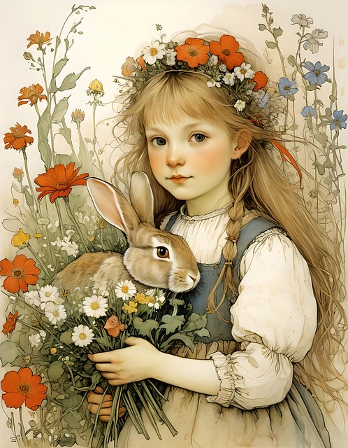 Free ai generated girl rabbit illustration