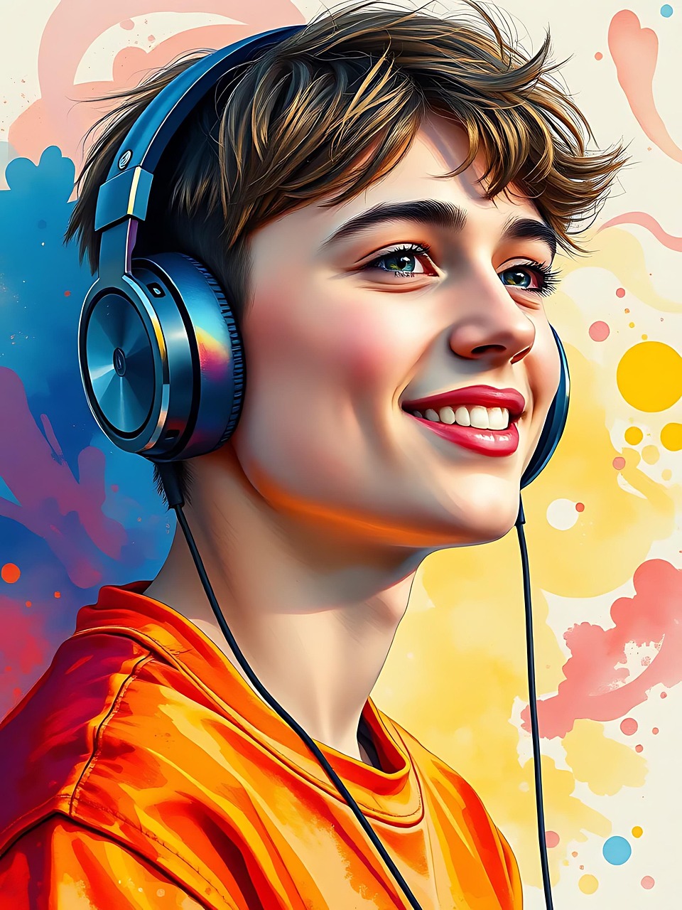 Download free HD stock image of Ai Generated Man Free ai generated man headphones illustration