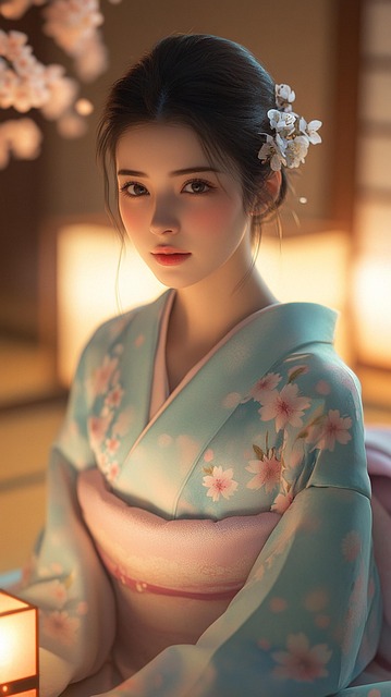 Frau, Kimono, Schöne, Japanisch