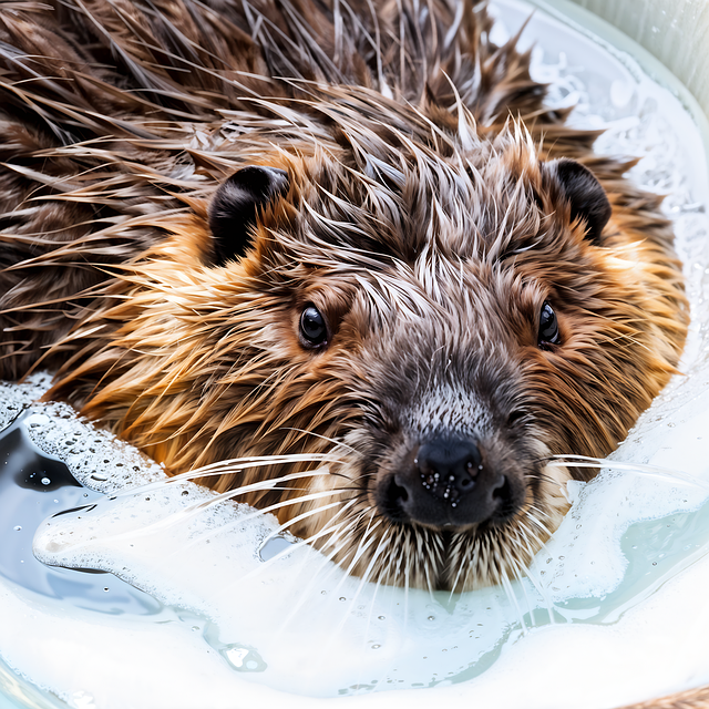 Free ai generated beaver bathtub illustration