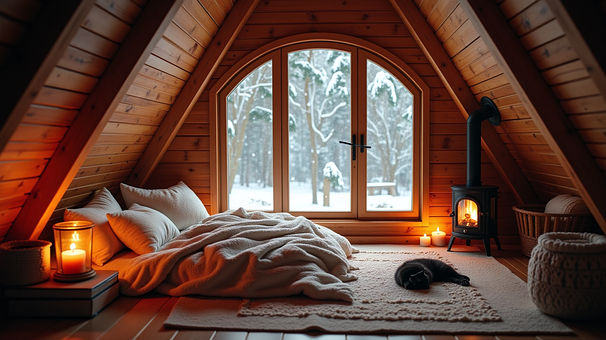 Schlafen, Bett, Eine Küche, Winter