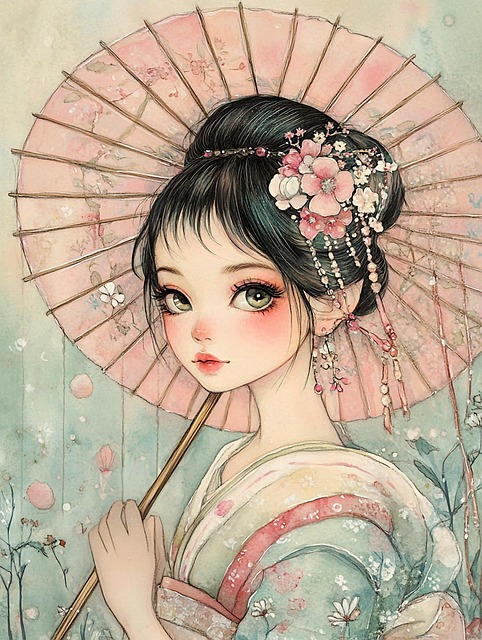 Free woman ai generated kimono illustration