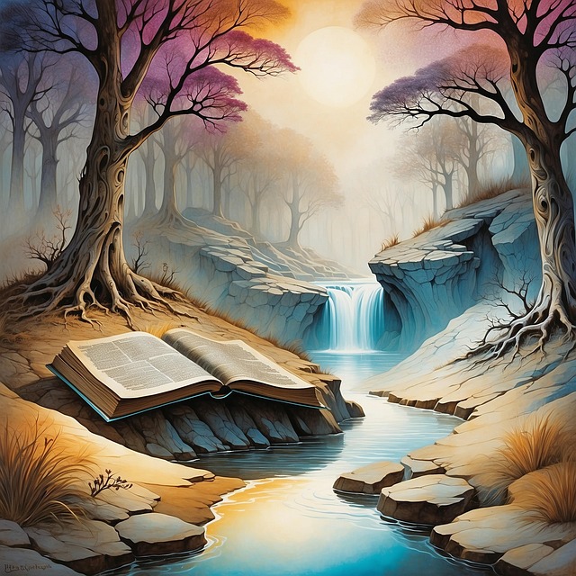 Free ai generated book river illustration