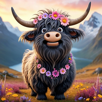Free Ai Generated Highland Cow illustration and picture
