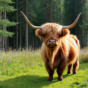 Free Highland Cow Forest illustration and picture