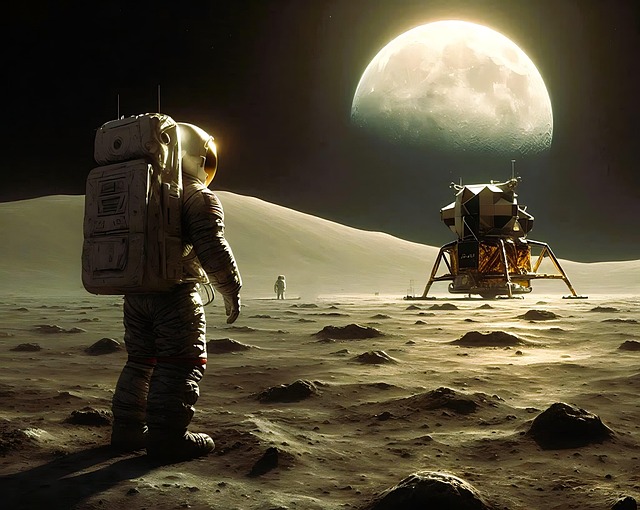 Free ai generated moon landing astronaut illustration