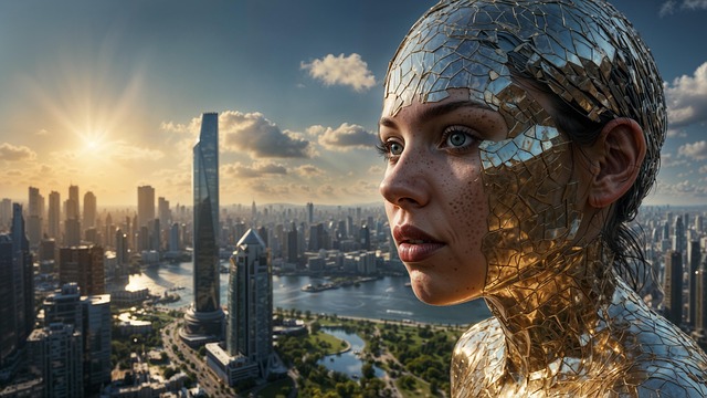Free ai generated woman city illustration
