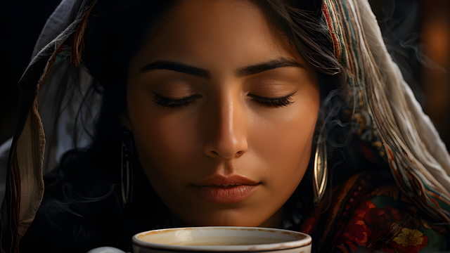 Free ai generated woman coffee illustration