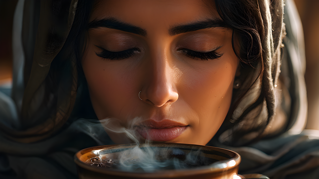 Free ai generated woman coffee illustration