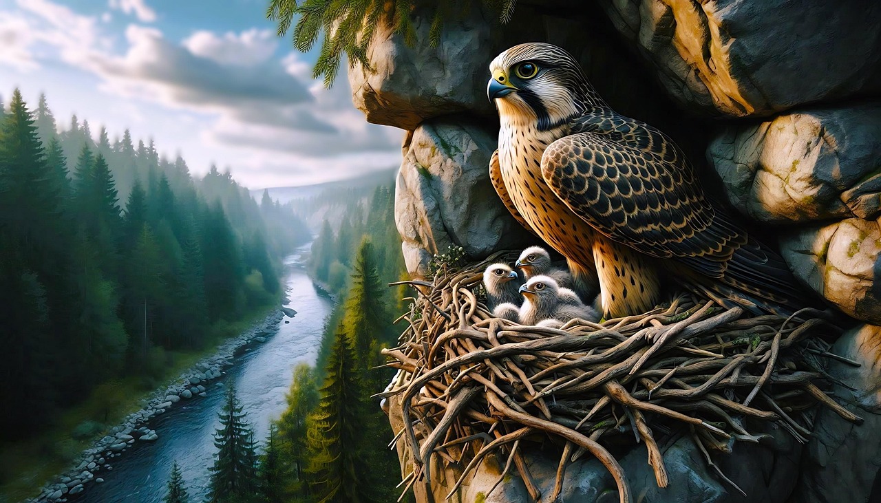 Download Ai Generated, Falcon, River. Royalty-Free Stock Illustration ...