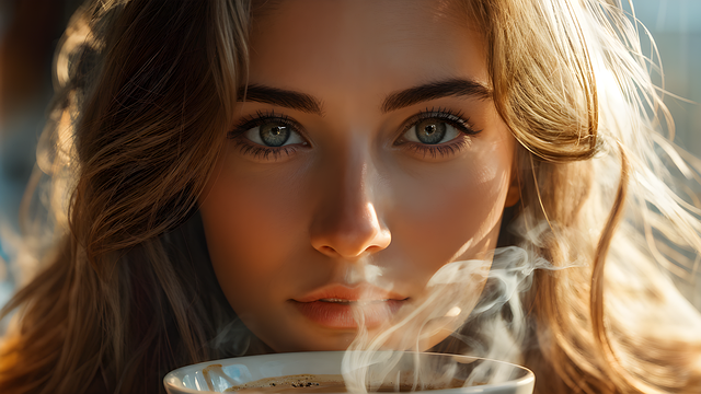 Free ai generated woman coffee illustration