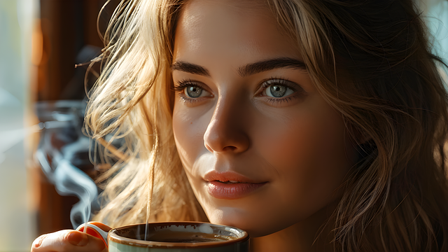 Free ai generated woman coffee illustration
