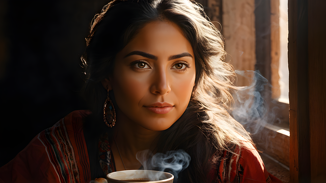 Free ai generated woman coffee illustration