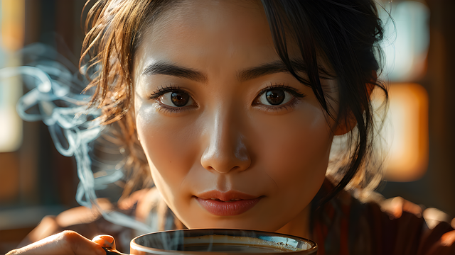 Free ai generated woman coffee illustration