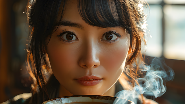 Free ai generated woman coffee illustration