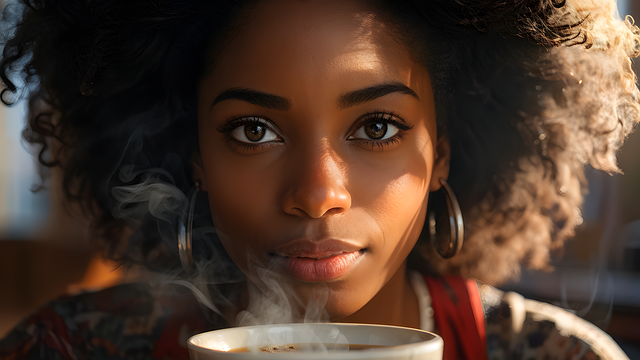 Free ai generated woman coffee illustration