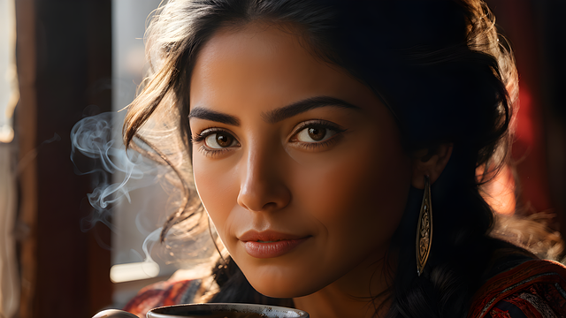 Free ai generated woman coffee illustration