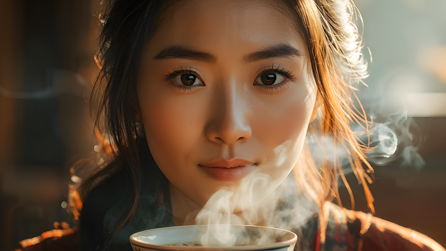 Free ai generated woman coffee illustration