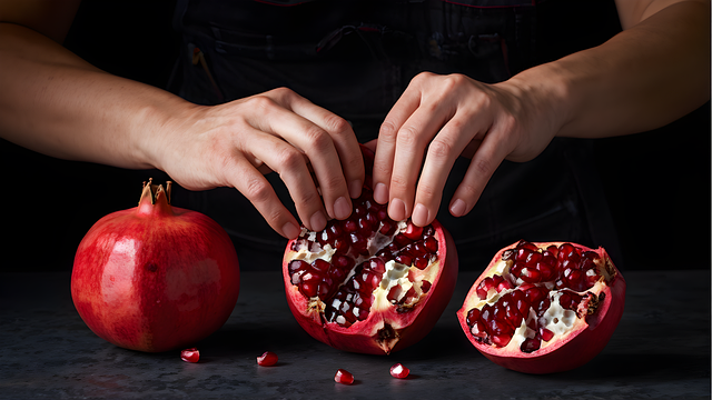 Free ai generated pomegranate hands illustration