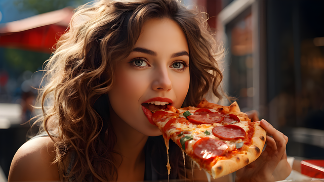 Free ai generated woman pizza illustration