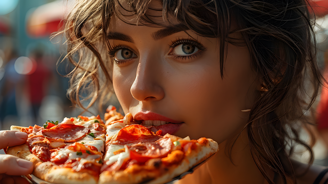 Free ai generated woman pizza illustration