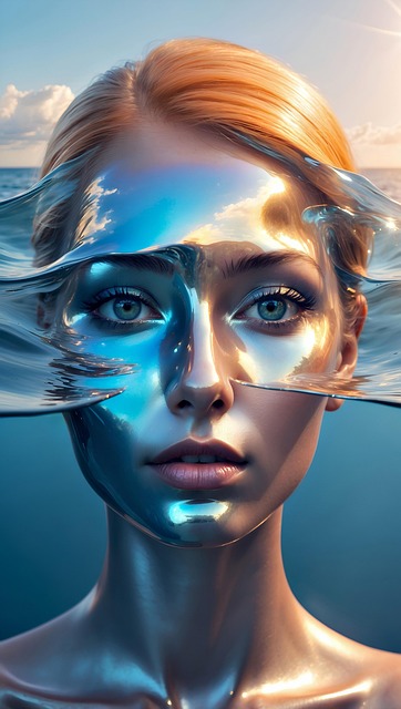 Ai产生的, 女士, 脸, 水, 自然, Ai, 海浪, 气候变化, 海洋