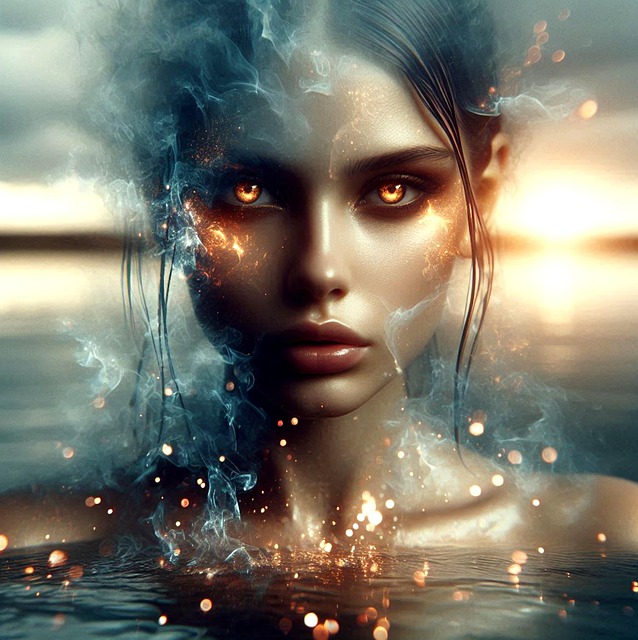 Free ai generated water spirit fire illustration
