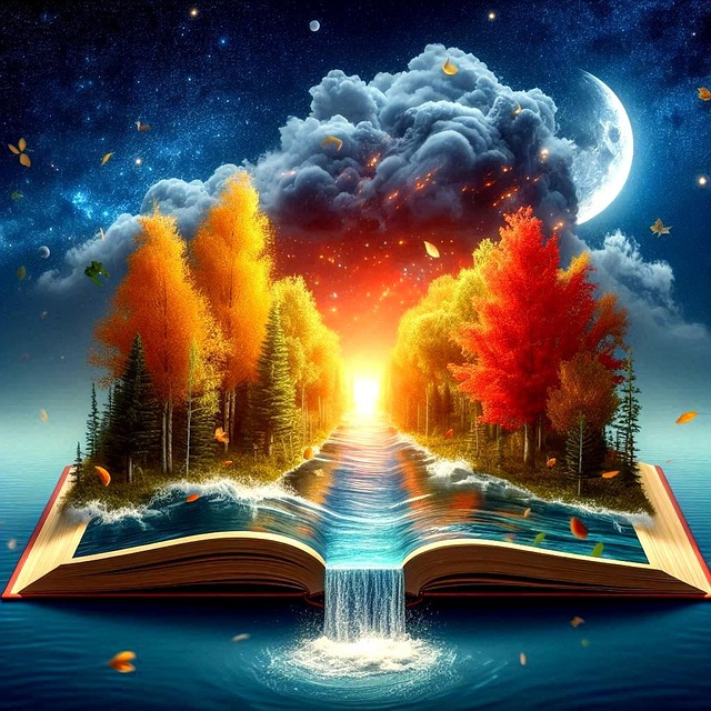 Free ai generated book river illustration