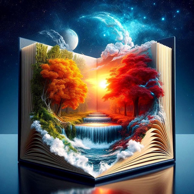 Free ai generated book river illustration