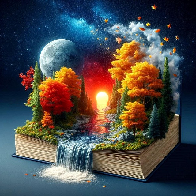 Free ai generated book river illustration