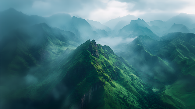 Ai Generiert, Berge, Oben, Wald, Wiese