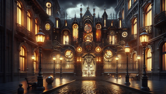Free ai generated luxurious estate ornate gate illustration