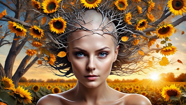 Download free HD stock image of Ai Generated Sunflowers Free ai generated sunflowers woman illustration
