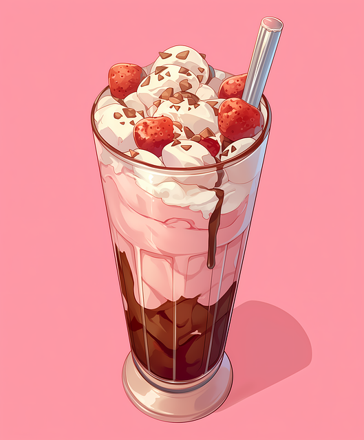 Free ai generated strawberry milkshake illustration