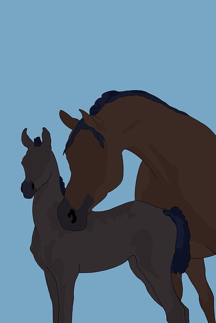 Free Mare And Foal Horses illustration and picture