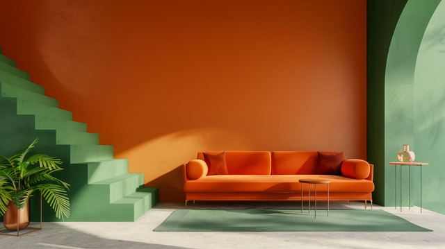 Free ai generated orange interior design illustration