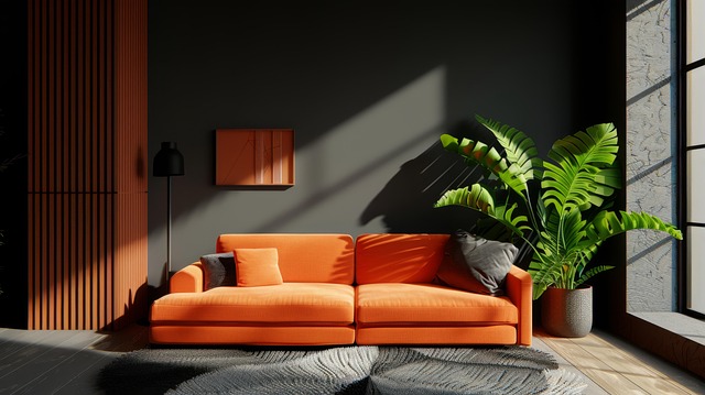 Free ai generated orange interior design illustration