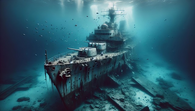 Free ai generated shipwreck underwater illustration