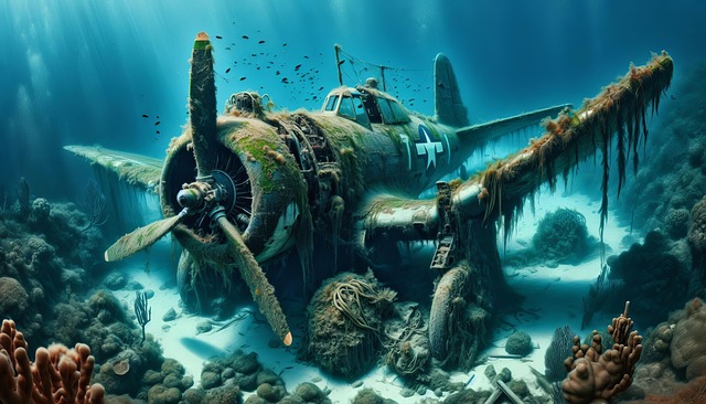 Free plane wreck dive site nature illustration