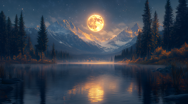 Free ai generated lake night illustration