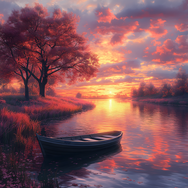 Download free HD stock image of Ai Generated Lake Free ai generated lake boat illustration