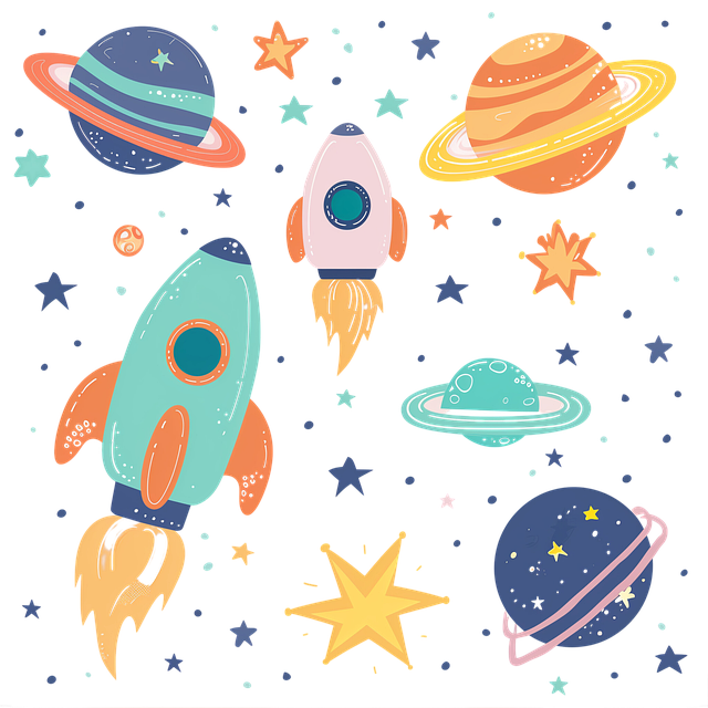 Free aircraft stars planet illustration