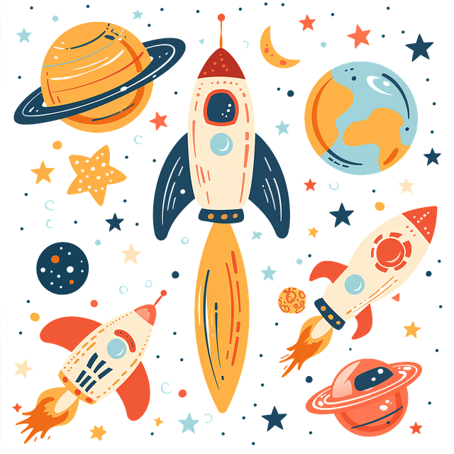 Free aircraft stars planet illustration