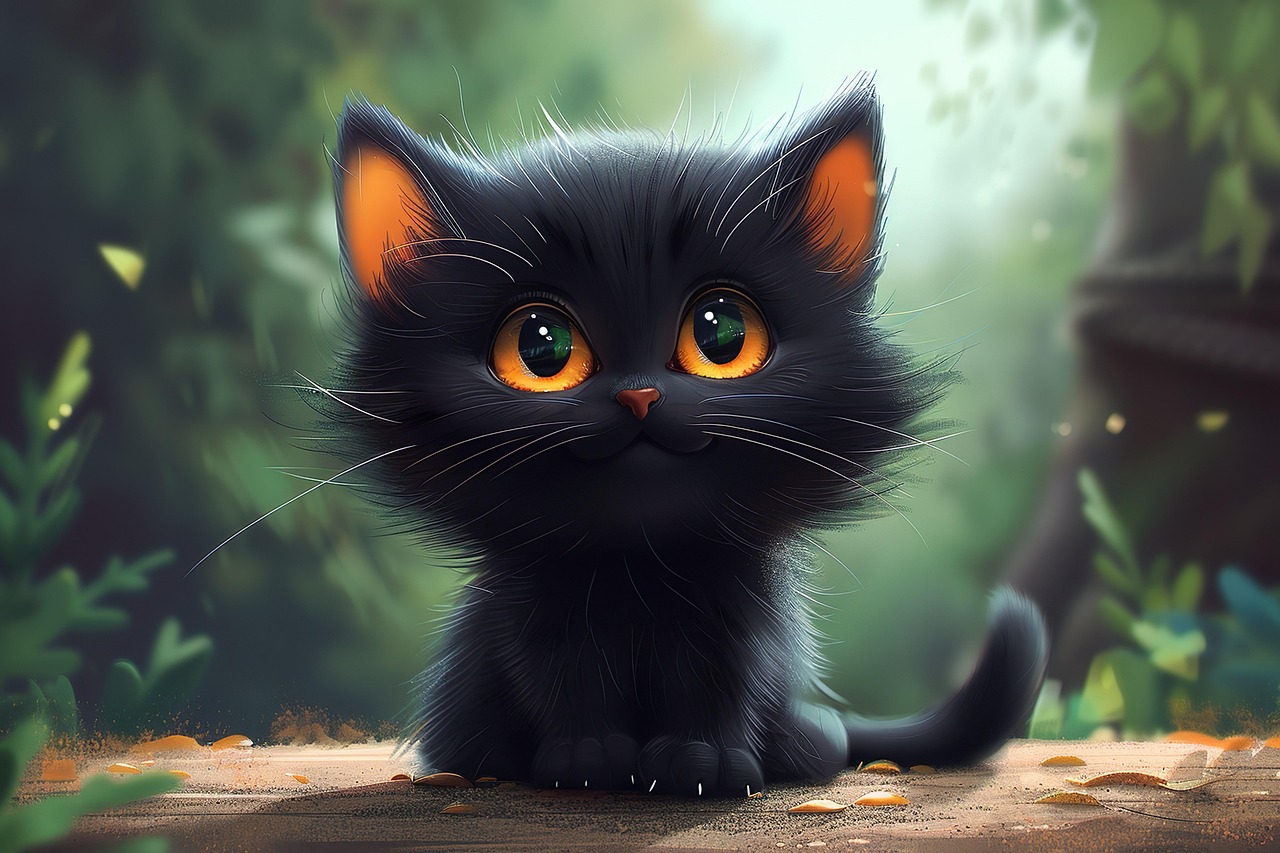 black kitten cartoon images
