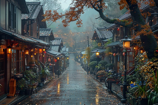 Free ai generated asian town illustration