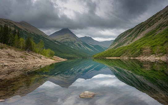 Free Serene Mountain Lake Perfect Reflection photo and picture